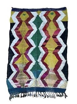 Geometric 5x7 Hand-Woven Recycled Clothing Rug Handmade Kilim Moroccan Carpet