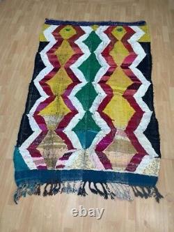 Geometric 5x7 Hand-Woven Recycled Clothing Rug Handmade Kilim Moroccan Carpet