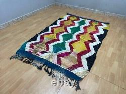 Geometric 5x7 Hand-Woven Recycled Clothing Rug Handmade Kilim Moroccan Carpet