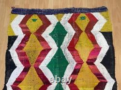 Geometric 5x7 Hand-Woven Recycled Clothing Rug Handmade Kilim Moroccan Carpet