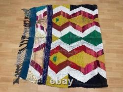 Geometric 5x7 Hand-Woven Recycled Clothing Rug Handmade Kilim Moroccan Carpet