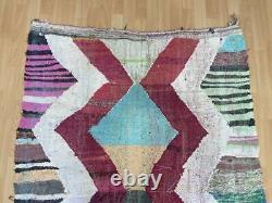 Geometric 5x7 Hand-Woven Recycled Clothing Rug Kilim Carpet Moroccan Rug