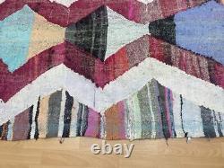 Geometric 5x7 Hand-Woven Recycled Clothing Rug Kilim Carpet Moroccan Rug