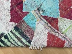 Geometric 5x7 Hand-Woven Recycled Clothing Rug Kilim Carpet Moroccan Rug