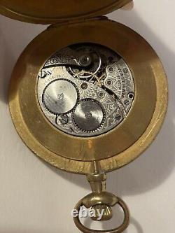 Gold Plated Half Hunter Waltham Pocket Watch Model 1907 Grade 161 Dial Winds