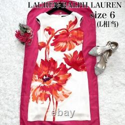 Grade Lauren Ralph Watercolor Floral Knee Length Dress White Red