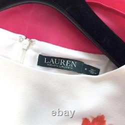 Grade Lauren Ralph Watercolor Floral Knee Length Dress White Red