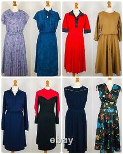 Job Lot #B Vintage Wholesale 54 x 70s 80s Secretary Shirt Floral Dresses Grade A