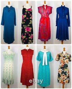 Job Lot #B Vintage Wholesale 54 x 70s 80s Secretary Shirt Floral Dresses Grade A
