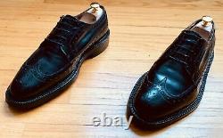John McHale Custom Grade Calf Black Gunboat Wingtip Shoes 8.5E EUC Rare