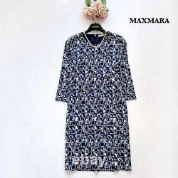 Maxmara Highest Grade White Tag Elegant Allover Pattern Knee Length Dress 3/4 38