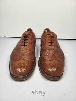 Men's Church's Custom Grade Brown Leather Wing Tip Brogue Smart Shoes UK Size 9