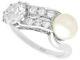 Pearl And 1.34 Ct Diamond 18carat White Gold Dress Ring Vintage Circa 1940