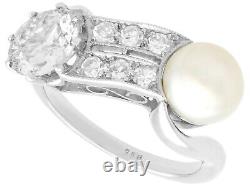 Pearl and 1.34 ct Diamond 18Carat White Gold Dress Ring Vintage Circa 1940