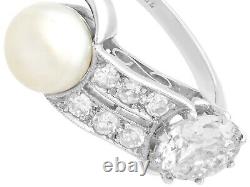 Pearl and 1.34 ct Diamond 18Carat White Gold Dress Ring Vintage Circa 1940