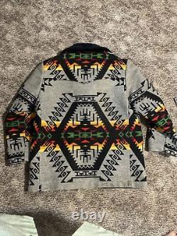 Pendleton Woolen Mills High Grade Navajo Blanket Coat Shearling Collar Size 46