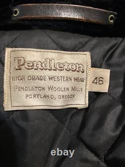 Pendleton Woolen Mills High Grade Navajo Blanket Coat Shearling Collar Size 46