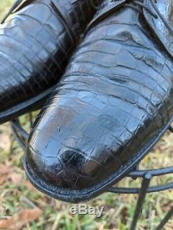 RARE Church's Custom Grade Black Alligator Crocodile Derby Shoes UK 9.5 US 10.5E