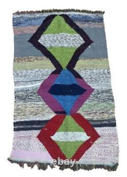 Reversible 3'10x6 Hand-Woven Recycled Clothing Rug Kilim Carpet Moroccan Rug