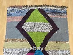 Reversible 3'10x6 Hand-Woven Recycled Clothing Rug Kilim Carpet Moroccan Rug