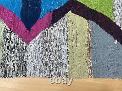 Reversible 3'10x6 Hand-Woven Recycled Clothing Rug Kilim Carpet Moroccan Rug