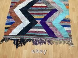 Reversible 4'7x8'8 Hand-Woven Recycled Clothing Rug Kilim Carpet Moroccan