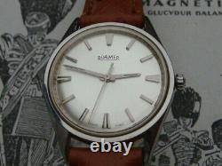 Roamer stainless steel collector grade mens vintage watch RW crown ostrich band