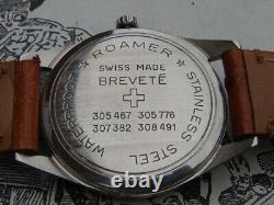 Roamer stainless steel collector grade mens vintage watch RW crown ostrich band