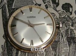 Roamer stainless steel collector grade mens vintage watch RW crown ostrich band