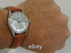 Roamer stainless steel collector grade mens vintage watch RW crown ostrich band