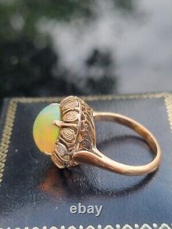 Rose Gold Ethiopian Opal & Diamond Dress Ring, Size M, Top Grade Gemstone