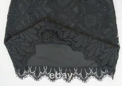 Size 6 ANNA SUI Black LACE-Tapestry 2-Level GOTH-Witch SHEER V-Neckline Dress