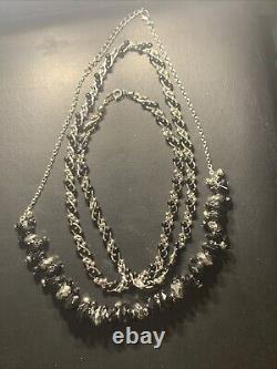 Trifari Black Faceted Bead & Silver 2 Necklaces Gorgeous Jewelry Handmade Rare