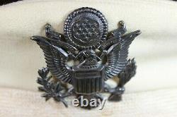 US Post WW2 Army Officer's Field Grade Named Dress White Visor Hat Cap 7 1/4