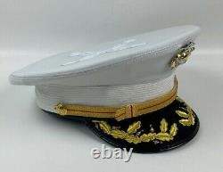 USMC Marine Corps Field Grade Officer Dress Cap Hat White Kingform Size 7 1/2