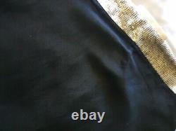 VINTAGE George Gross Black Linen And Sequin Border Dress Lined S/14. Heavy grade