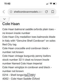VTG Cole Haan Imperial Grade SHELL CORDOVAN/CROCODILE Black/Burgundy Oxfords 12B