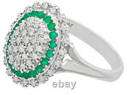 Vintage 0.72ct Diamond & 0.31ct Emerald 18ct White Gold Dress Ring