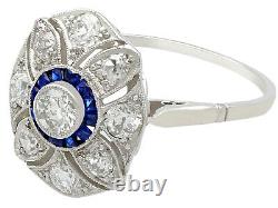 Vintage 0.76 ct Diamond and 0.18 ct Sapphire Platinum Dress Ring Circa 1940