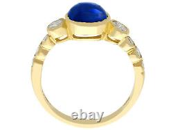 Vintage 1.74ct Sapphire and 0.57ct Diamond, 18ct Yellow Gold Dress Ring 1981 N