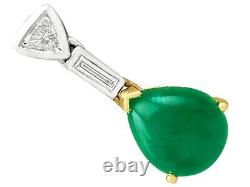 Vintage 1990s 2.96ct Emerald 0.56ct Diamond 18Carat Yellow Gold Drop Earrings