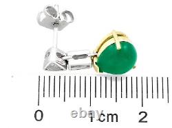 Vintage 1990s 2.96ct Emerald 0.56ct Diamond 18Carat Yellow Gold Drop Earrings