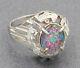 Vintage Aaa Grade Opal Triplet Womens Cocktail Dress Ring & 14ct White Gold