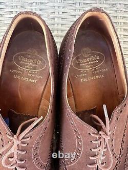 Vintage Church's Brown Real Cape Buck Suede Brogues Mens 14C/UK 13C Custom Grade