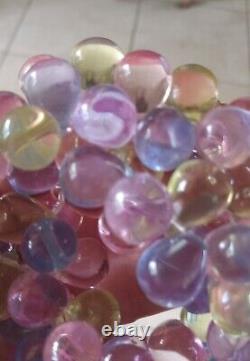 Vintage Clear Lucite Necklace Clusters Of Pastel Beads Pink Blue Yellow Easter