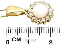 Vintage Cultured Pearl and 0.48ct Diamond 14ct Yellow Gold Pendant Circa 1970