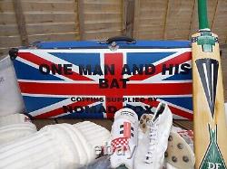 Vintage Duncan Fearnley Cricket Bat Kit Trunk Leather Balls Boots Clothing Pads