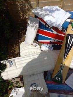 Vintage Duncan Fearnley Cricket Bat Kit Trunk Leather Balls Boots Clothing Pads