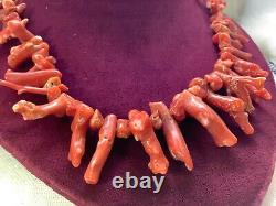 Vintage Estate Mediterranean Natural Red Branch Coral Graduated Necklace 55.7g