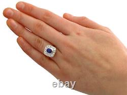 Vintage French 1.02ct Sapphire 1.13ct Diamond 18Carat Yellow Gold Dress Ring